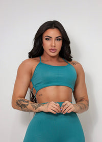 Conjunto fitness top costas nua