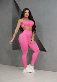 Conjunto fitness top costas nua