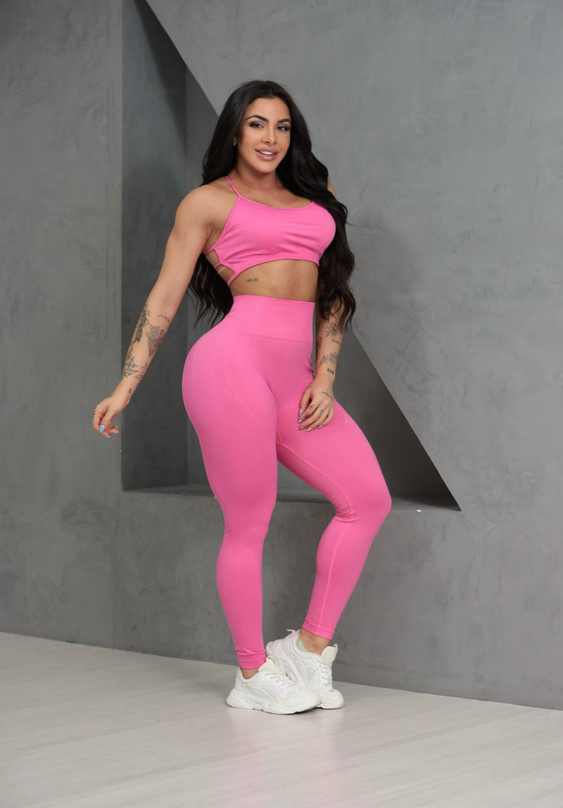 Conjunto fitness top costas nua